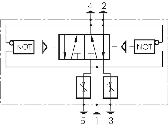 Schematic symbol: 5/2-way oscillating valve